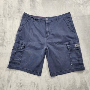 Unionbay Shorts Mens 40 Blue Stretch Cargo Flat Front Casual Outdoor Pockets